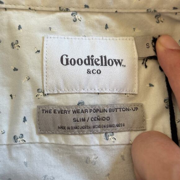 NWT Goodfellow Every Wear Poplin Button Up‎ Slim Shirt Gray Floral Men's Small - Picture 3 of 6